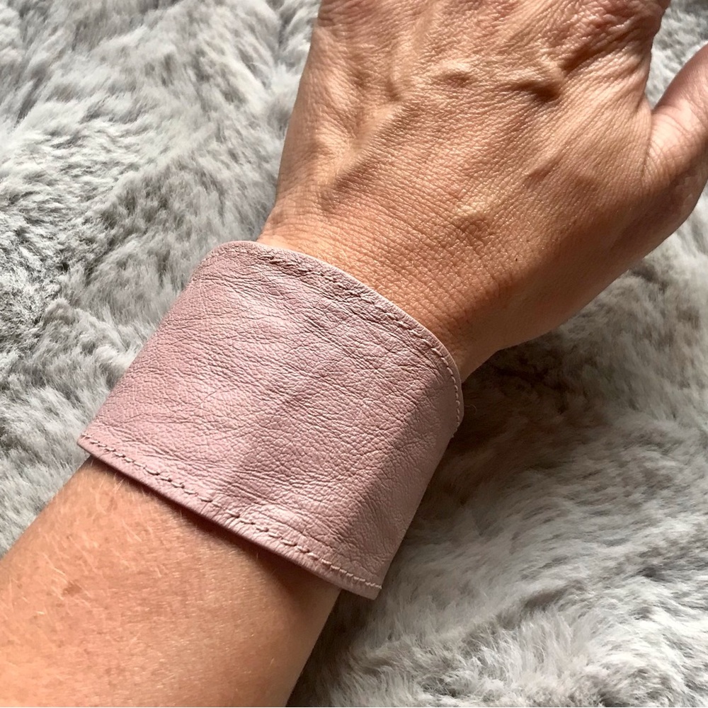 Free with any leather purchase. Vintage 80’s Genuine Pink Leather cuff bracelet